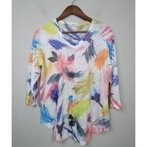 Jess & Jane S Artsy Abstract Multicolor 3/4 Sleeve Graphic Top